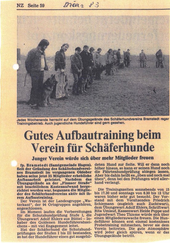 Zeitungsartikel M&auml;rz 1983