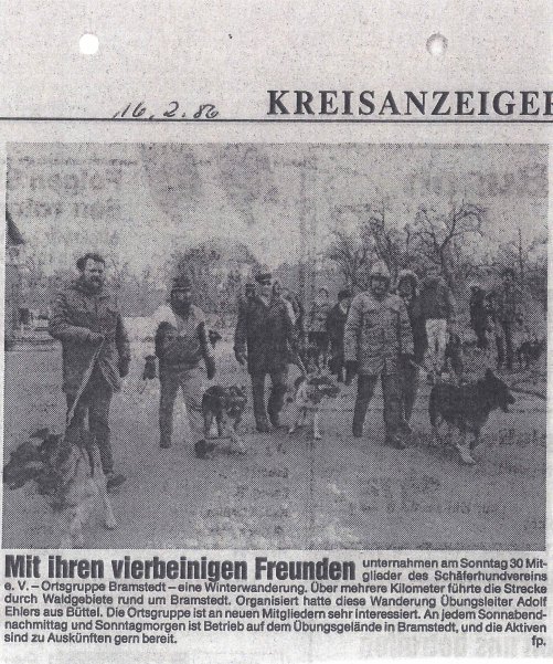 Zeitungsartikel Februar 1986 - Winterwanderung