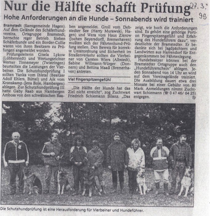 Zeitungsartikel M&auml;rz 1988 - Hohe Anforderungen bei der Pr&uuml;fung