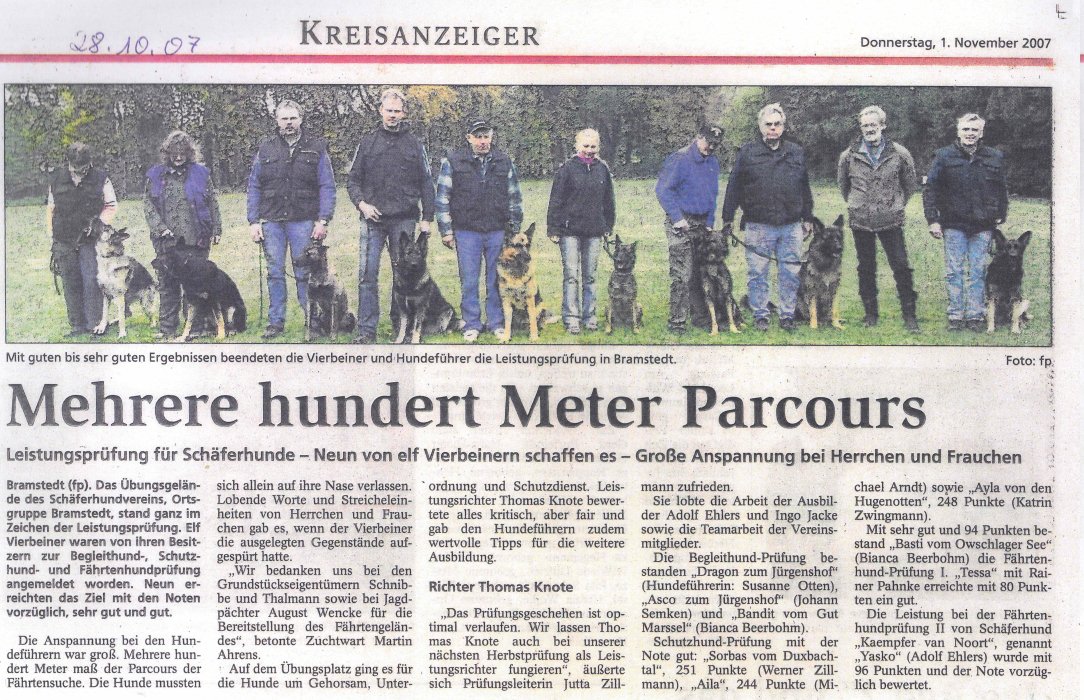 Zeitungsartikel November 2007 - Kreisanzeiger Pr&uuml;fung